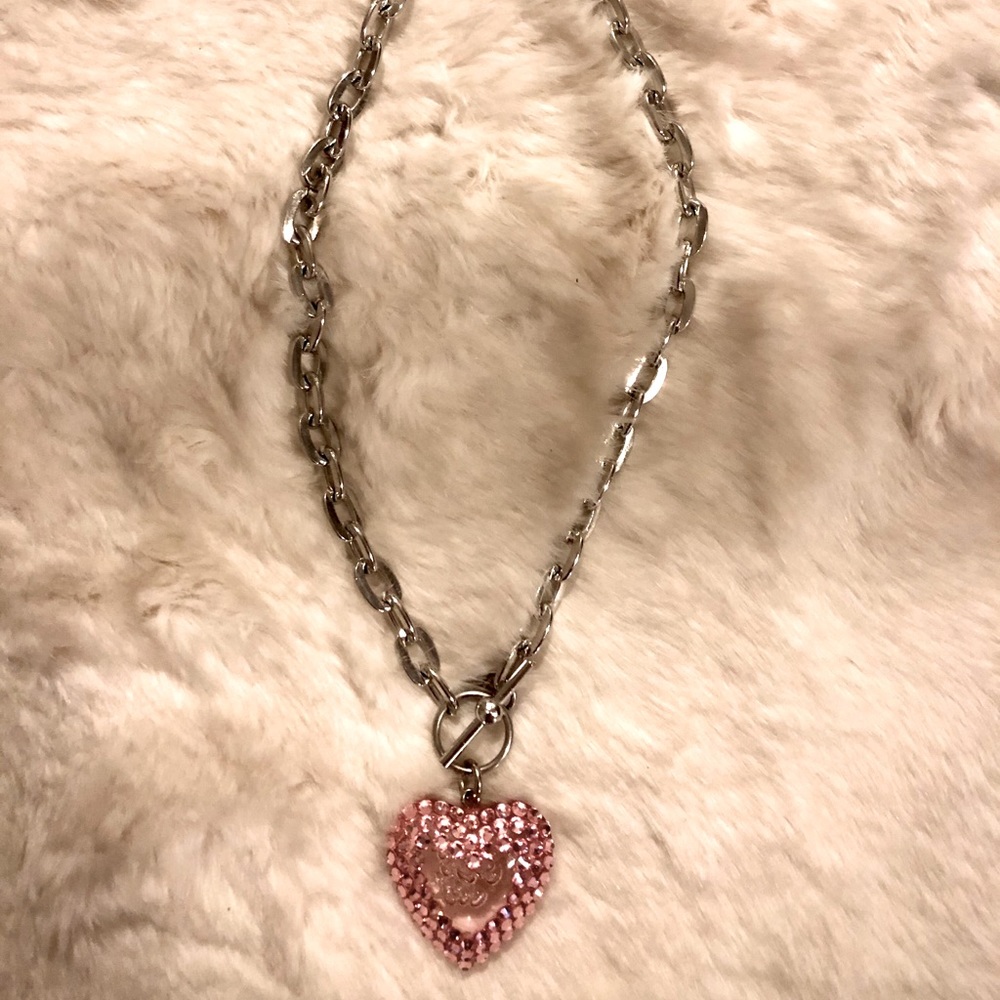 pink heart swarovski crystal necklace